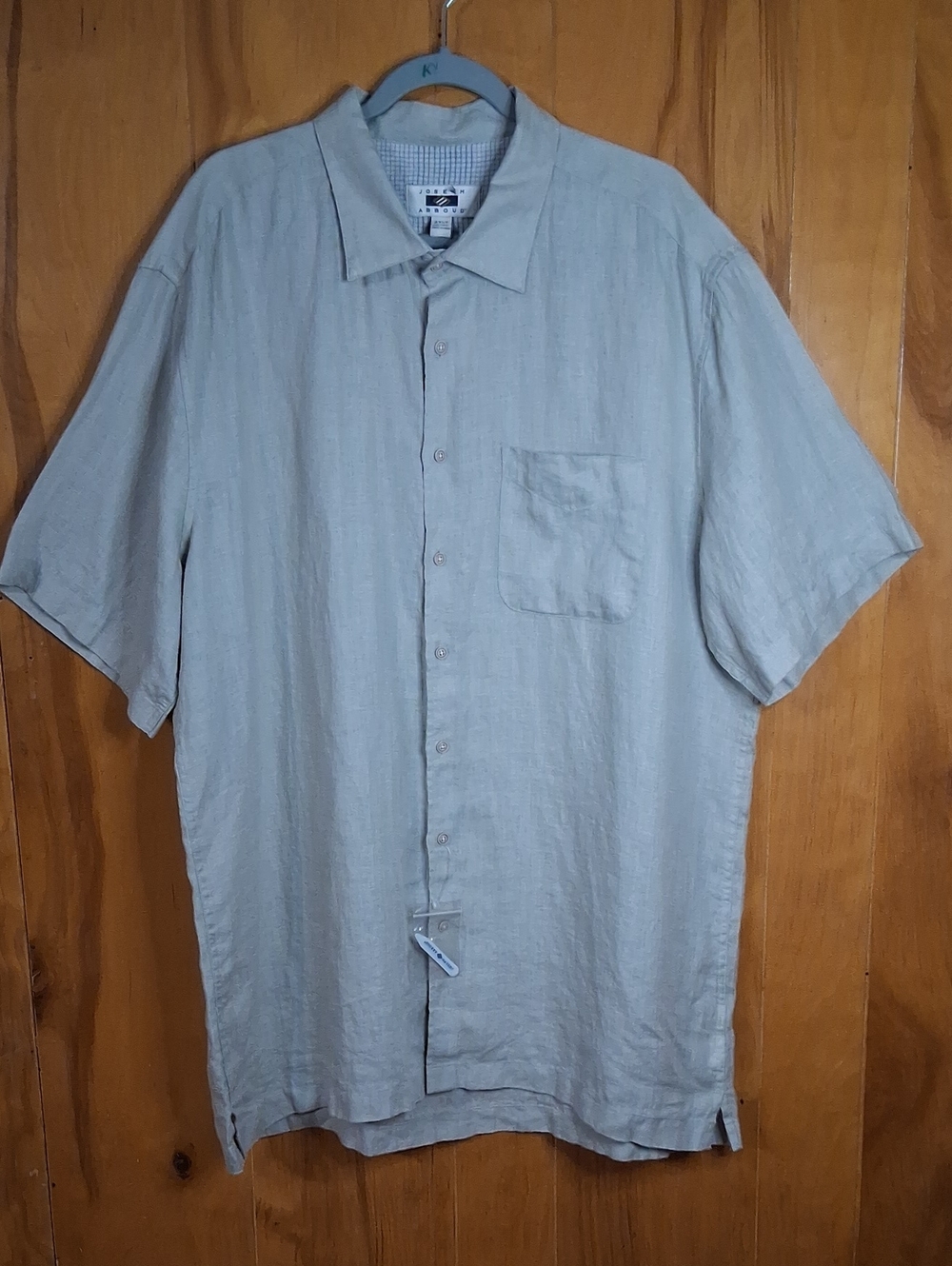 NWT Joseph Abboud 100% Linen Gray Shirt Mens Size XL Short Sleeve Solid 2XL